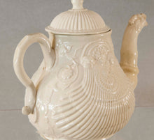 English Staffordshire Salt Glaze Pectin Shell Teapot circa 1755