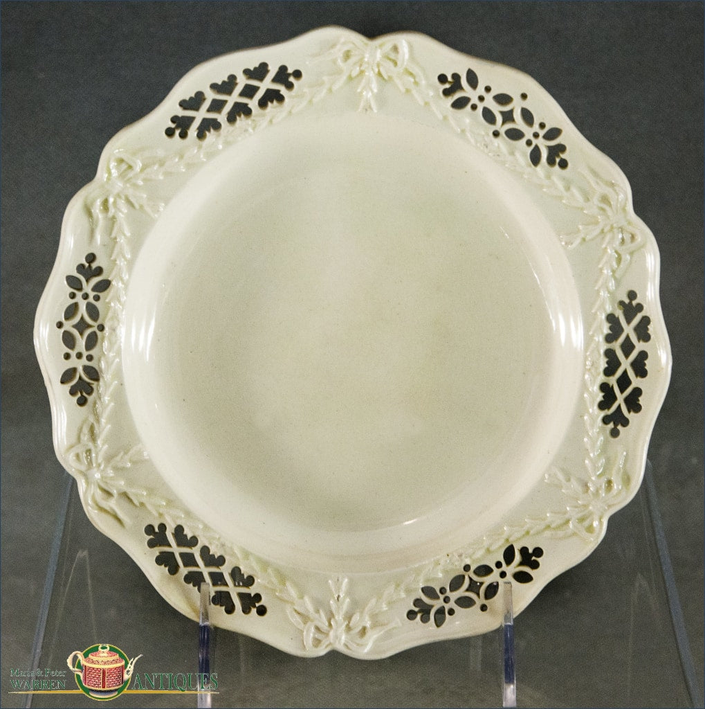An Antique English Creamware Dessert Plate with pierced open work