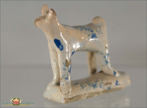 English Spatterware Blue Toy Dog Pre 1840 Staffordshire Figures