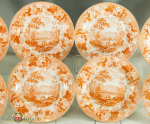 Set Of Eight Wedgwood Rose & Equestrian Transferware Plates.