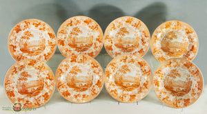 Set Of Eight Wedgwood Rose & Equestrian Transferware Plates.