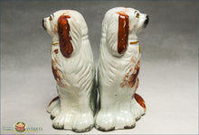 A Pair Of English Staffordshire Red And White Spaniels C1860 Post 1840 Figures