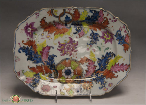 An Antique Chinese Export Tobacco Leaf Platter C1775