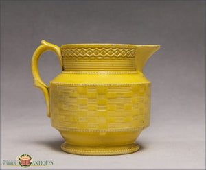 An English Creamware Engine Turned Jug In Yellow Glaze C1820 19Th Century Pottery