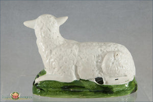 An English Pearlware Staffordshire Pottery Sheep On A Green Base C1790-1800 Pre 1840 Figures
