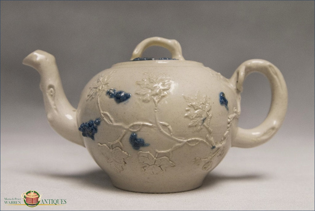 An English Saltglaze Teapot With Applied Relief C1750 Archive