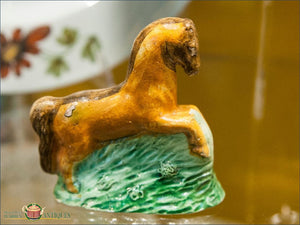 An English Staffordshire Horse Decorated In Underglaze Pratt Colors C1780-90 18Th Century Pottery