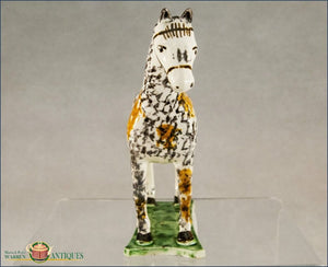 An English Staffordshire Horse Decorated In Underglazed Polychrome Enamel C1780-90 Pre 1840 Figures