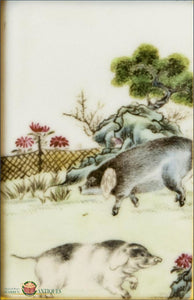 Chinese Export Famille Verte Pig Plaque