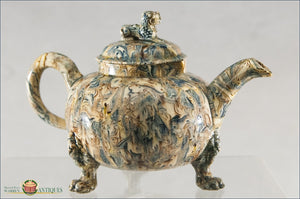 English Full Bodied Agate Tea Pot With Dog Of Fu Knop And Three Mask Paw Feet C1770