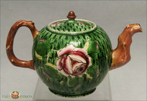English Polychrome Saltglaze Teapot Circa 1760 Stoneware