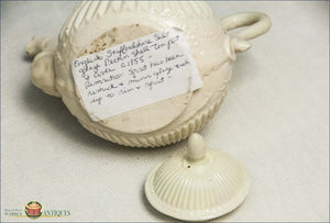 English Staffordshire Salt Glaze Pectin Shell Teapot Circa 1755 Saltglaze
