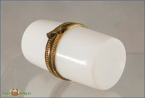 French White Opaline Box With A Gilt Mount In The Form Of Hand C1880 Decorative Arts