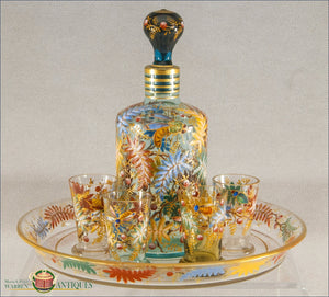 Moser Bohemian Handblown Glass Cordial Set Art Nouveau