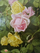 Still Life Of Yellow And Pink Roses - Edward Chalmers Leavitt Dated 1889 Painting From The 19Thc